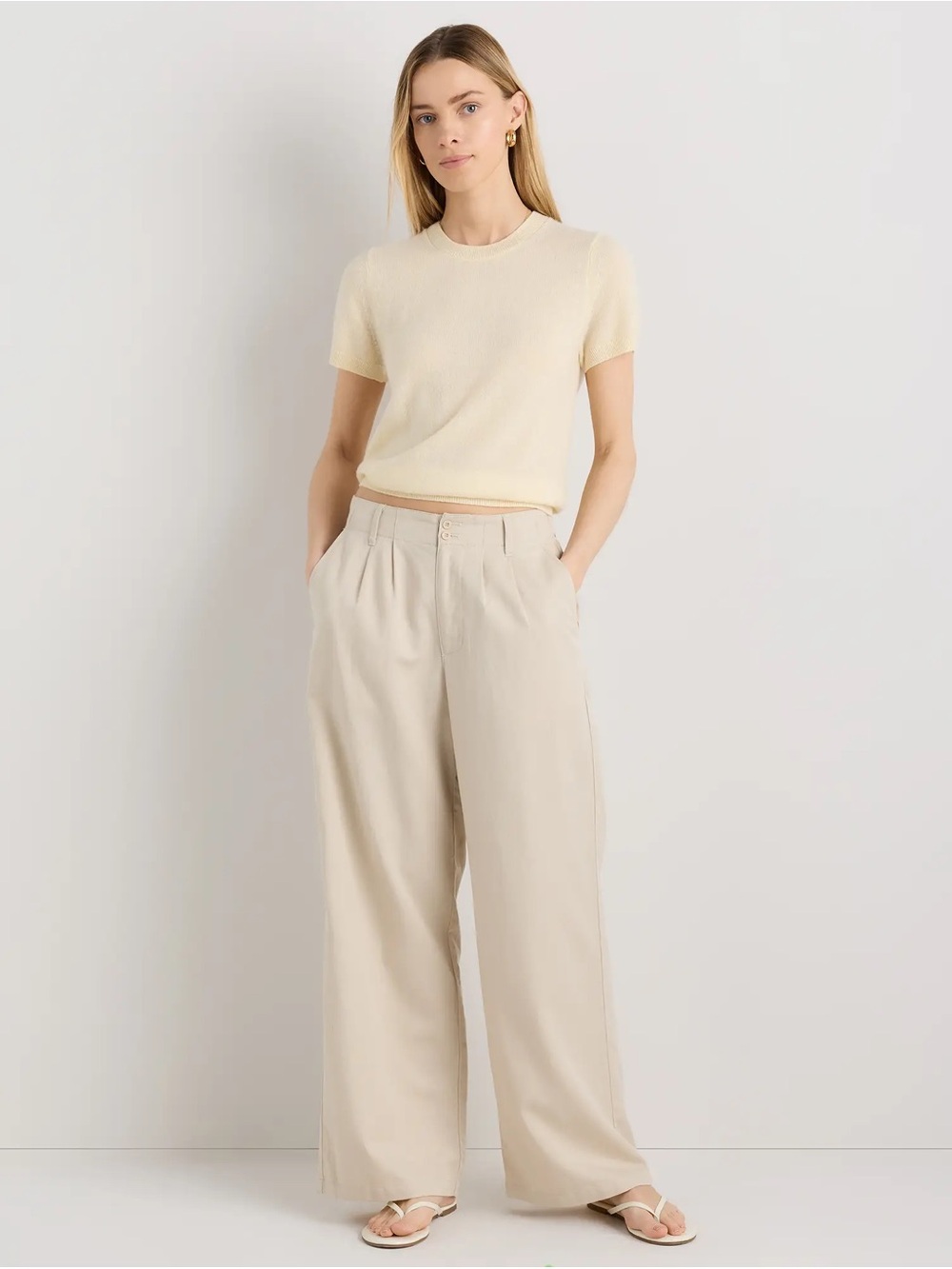 Quince 100% Cashmere Short-Sleeve Knit Top